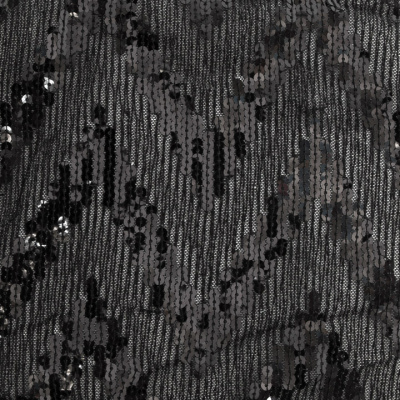 Трикотажное полотно с пайетками, шир.130 см, #311-бахрома чёрная - купить в Зеленодольске. Цена 1 183.35 руб.