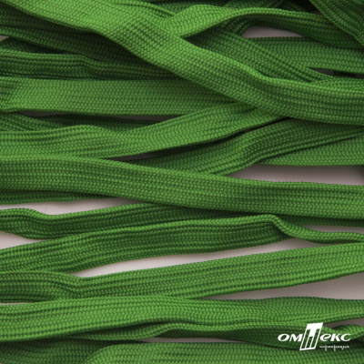 Шнур плетеный (плоский) d-12 мм, (уп.90+/-1м), 100% полиэстер, цв.260 - зел.трава - купить в Зеленодольске. Цена: 8.62 руб.