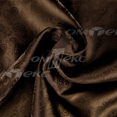 Ткань подкладочная жаккард Р14098, 19-1217/коричневый, 85 г/м2, шир. 150 см, 230T - купить в Зеленодольске. Цена 166.45 руб.