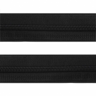 Рулонная молния с покрытием PVC спираль тип 3 (упак.270м) -черная с полосой СВО - купить в Зеленодольске. Цена: 12.87 руб.