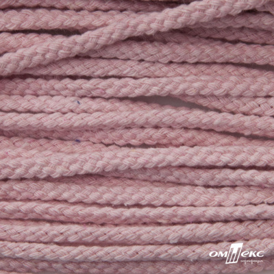 Шнур плетеный d-6 мм круглый, 70% хлопок 30% полиэстер, уп.90+/-1 м, цв.1087-розовый - купить в Зеленодольске. Цена: 588 руб.