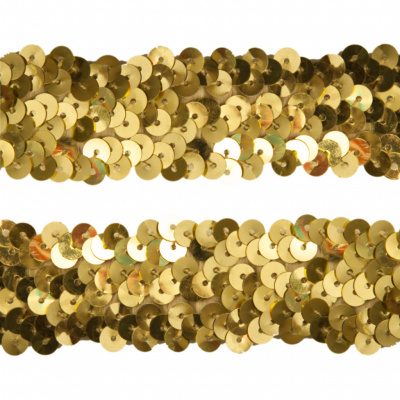 Тесьма с пайетками D16, шир. 30 мм/уп. 25+/-1 м, цвет золото - купить в Зеленодольске. Цена: 1 087.39 руб.