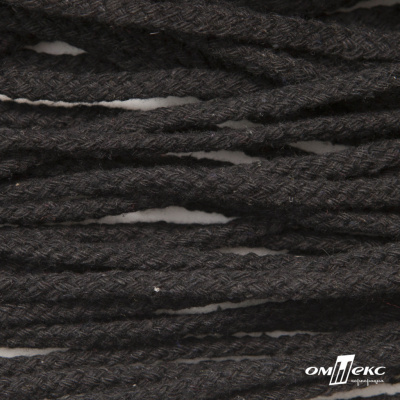 Шнур плетеный d-6 мм круглый, 70% хлопок 30% полиэстер, уп.90+/-1 м, цв.1078-черный - купить в Зеленодольске. Цена: 588 руб.