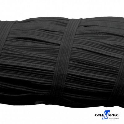 Резиновые нити с текстильным покрытием, шир. 6 мм (55 м/уп), цв.-черный - купить в Зеленодольске. Цена: 210.75 руб.
