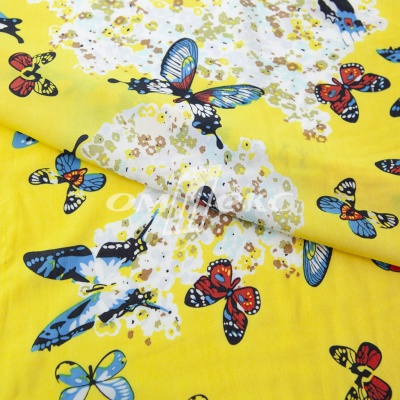 Плательная ткань "Софи" 7.2, 75 гр/м2, шир.150 см, принт бабочки - купить в Зеленодольске. Цена 241.49 руб.