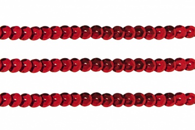 Пайетки "ОмТекс" на нитях, SILVER-BASE, 6 мм С / упак.73+/-1м, цв. 3 - красный - купить в Зеленодольске. Цена: 468.37 руб.