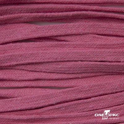 Шнур плетеный d-8 мм плоский, 70% хлопок 30% полиэстер, уп.85+/-1 м, цв.1029-розовый - купить в Зеленодольске. Цена: 735 руб.