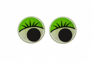 Глазки для игрушек, круглые, с бегающими зрачками, 15 мм/упак.50+/-2 шт, цв. -зеленый - купить в Зеленодольске. Цена: 113.01 руб.