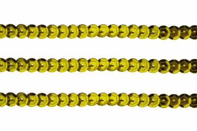 Пайетки "ОмТекс" на нитях, SILVER-BASE, 6 мм С / упак.73+/-1м, цв. 7 - св.золото - купить в Зеленодольске. Цена: 468.37 руб.