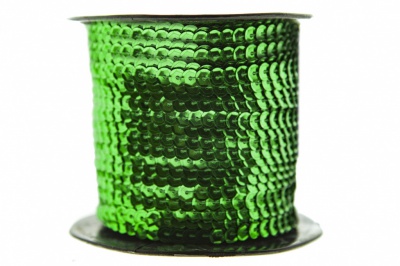 Пайетки "ОмТекс" на нитях, SILVER-BASE, 6 мм С / упак.73+/-1м, цв. 4 - зеленый - купить в Зеленодольске. Цена: 484.77 руб.