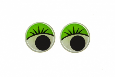 Глазки для игрушек, круглые, с бегающими зрачками, 12 мм/упак.50+/-2 шт, цв. -зеленый - купить в Зеленодольске. Цена: 95.04 руб.