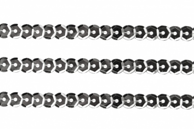 Пайетки "ОмТекс" на нитях, SILVER-BASE, 6 мм С / упак.73+/-1м, цв. 1 - серебро - купить в Зеленодольске. Цена: 468.37 руб.