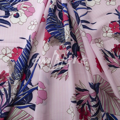 Плательная ткань "Фламенко" 18.1, 80 гр/м2, шир.150 см, принт растительный - купить в Зеленодольске. Цена 239.03 руб.