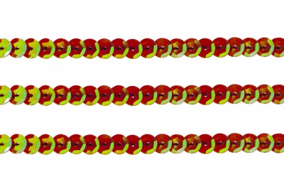 Пайетки "ОмТекс" на нитях, CREAM, 6 мм С / упак.73+/-1м, цв. 96 - красный - купить в Зеленодольске. Цена: 484.77 руб.