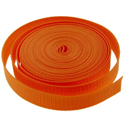 Стропа текстильная, шир. 25 мм (в нам. 50+/-1 ярд), цвет оранжевый - купить в Зеленодольске. Цена: 409.94 руб.