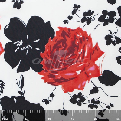 Плательная ткань "Фламенко" 22.1, 80 гр/м2, шир.150 см, принт растительный - купить в Зеленодольске. Цена 239.03 руб.