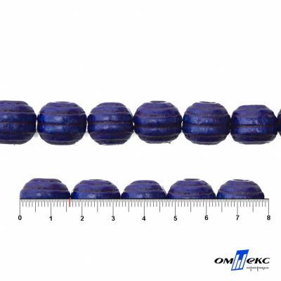 0309-Бусины деревянные "ОмТекс", 16 мм, упак.50+/-3шт, цв.006-синий - купить в Зеленодольске. Цена: 62.22 руб.